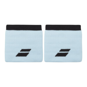 Babolat ปลอกรัดข้อมือเทนนิสแบบสั้น Logo Wristbands | Light Blue / Black ( 5UT1261 )