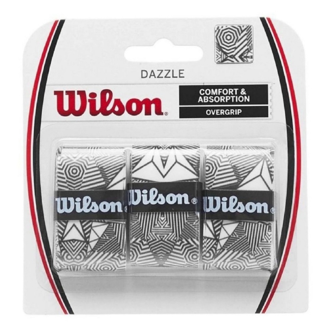Wilson เทปพันด้าม/กริ๊ปพันด้ามไม้เทนนิส Dazzle Overgrip 3 Pack Overgrip Tape Racket Tennis | Black/White ( WR8404401001 )