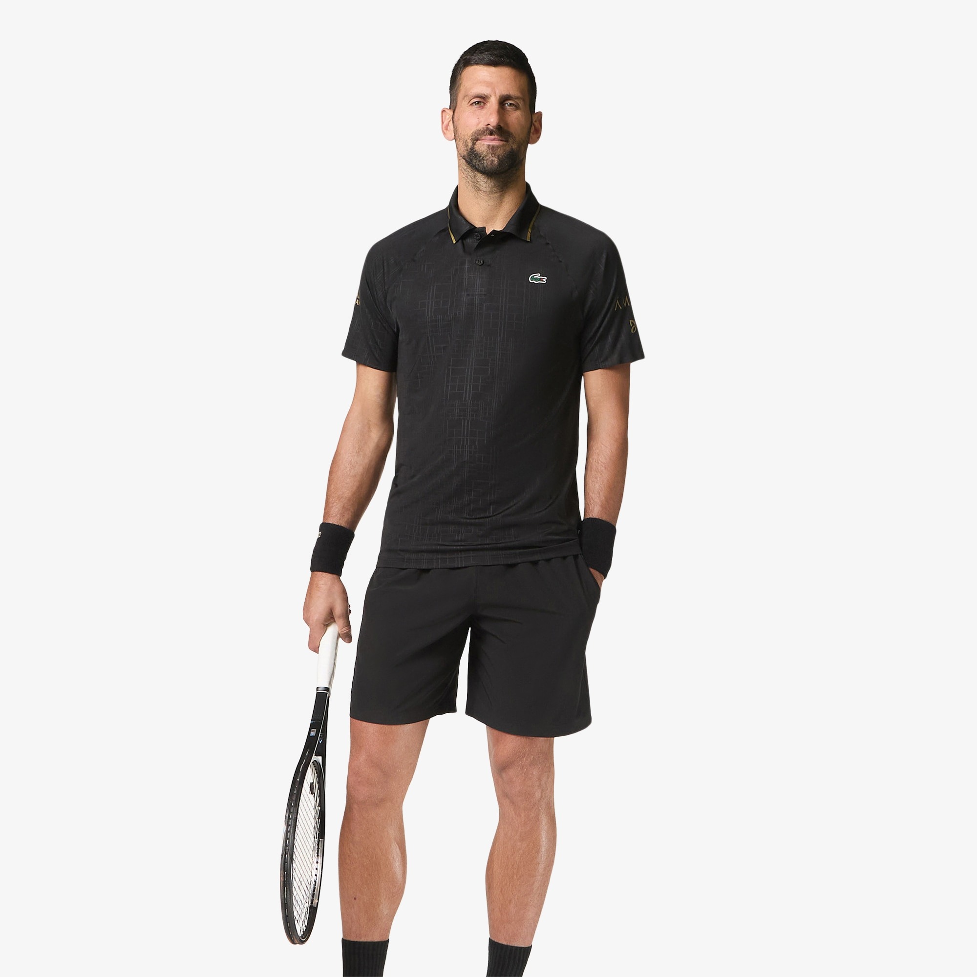 Lacoste เสื้อเทนนิสผู้ชาย Men's Tennis x Novak Djokovic On Court Polo | Black ( DH478951031 ) - Image 8
