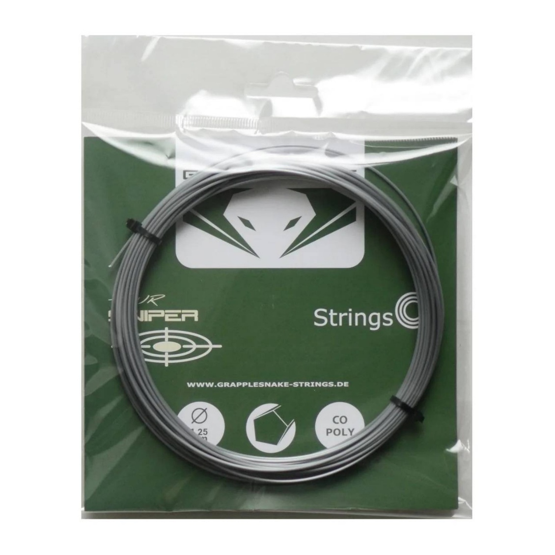 Grapplesnake เอ็นไม้เทนนิส Tour Sniper 1.25mm/1.30mm Tennis String Pack | Grey / Silver ( TOURSNIPER )