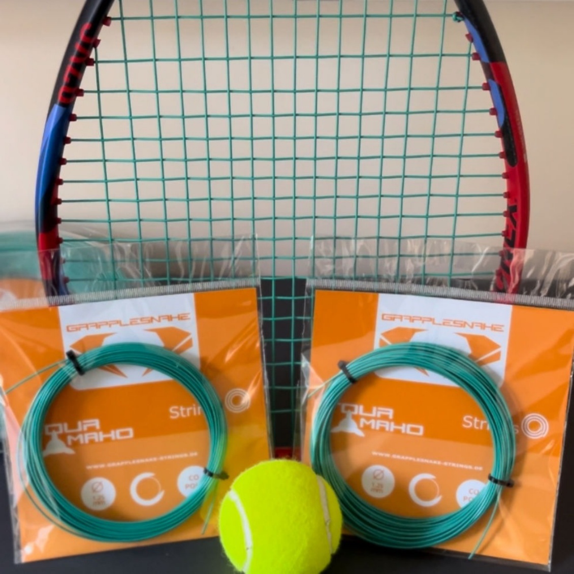 Grapplesnake เอ็นไม้เทนนิส Mako 1.25mm Tennis String Pack | Blue Green ( MAKO ) - Image 3