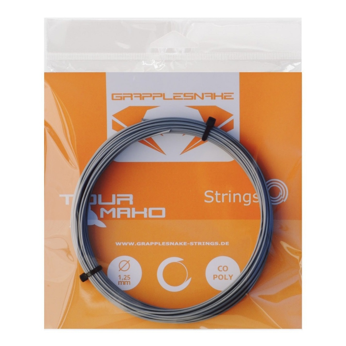 Grapplesnake เอ็นไม้เทนนิส Mako 1.25mm Tennis String Pack | Silver ( MAKO )