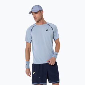 Asics เสื้อเทนนิสผู้ชาย Men's Match SS Top | Grey Blue ( 2041A392-400 )