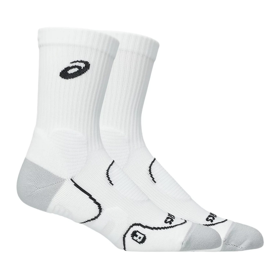 Asics ถุงเท้าเทนนิส Court+Tennis Crew Socks | Brilliant White ( 3043A136-100 )