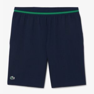Lacoste กางเกงเทนนิสผู้ชาย Men's Tennis x Novak Djokovic Shorts  | Navy Blue / Green RIJ ( GH7413-RIJ )