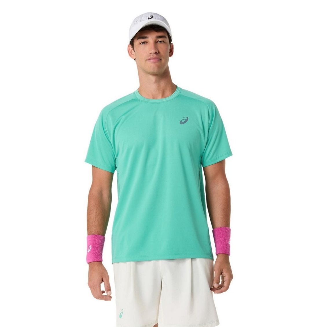 Asics เสื้อเทนนิสผู้ชาย Men's Game SS Top | Aurora Green ( 2041A379-300 )