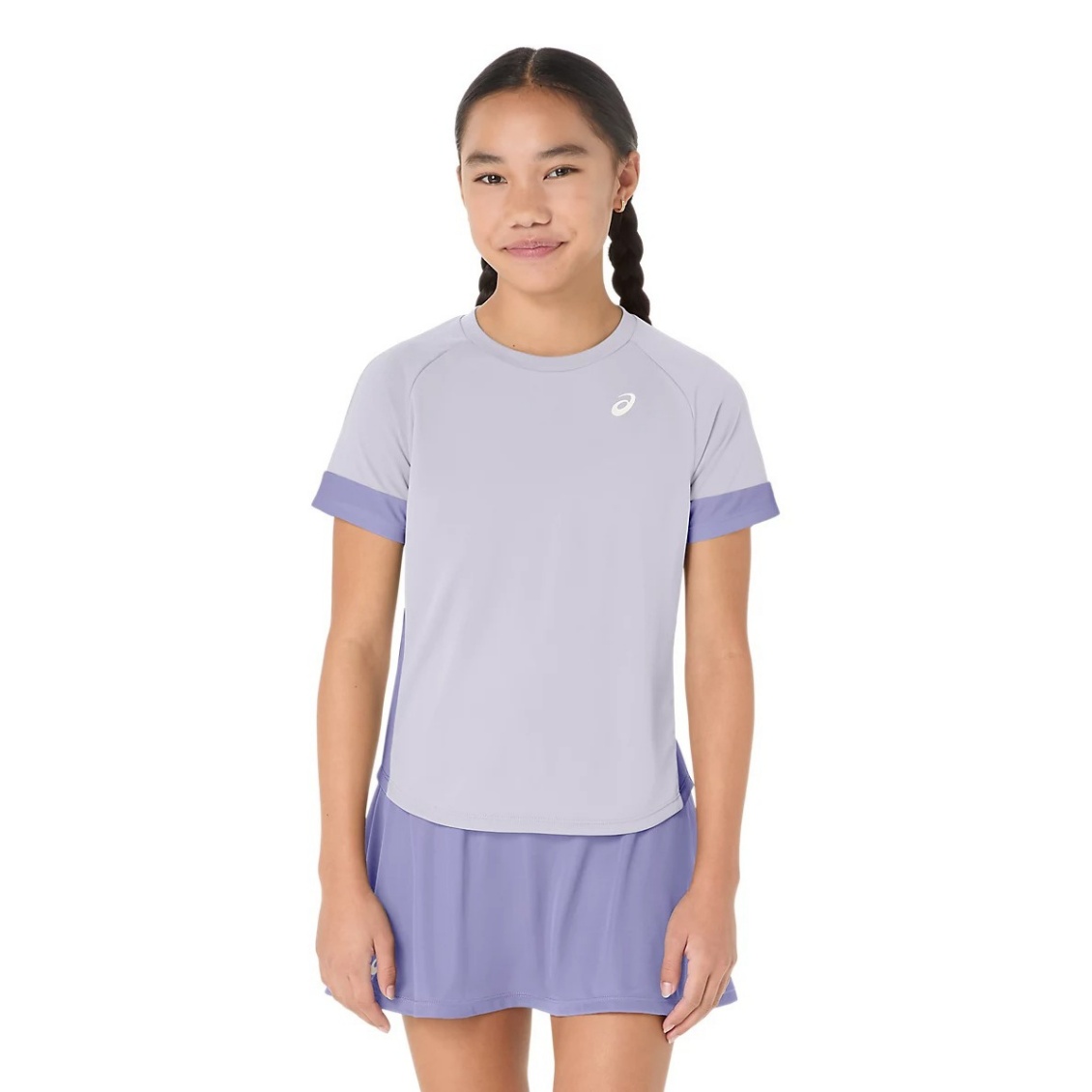Asics เสื้อเทนนิสเด็กผู้หญิง Girls Tennis SS Top | Lilac Hint/Bluebell ( 2044A045-020 )