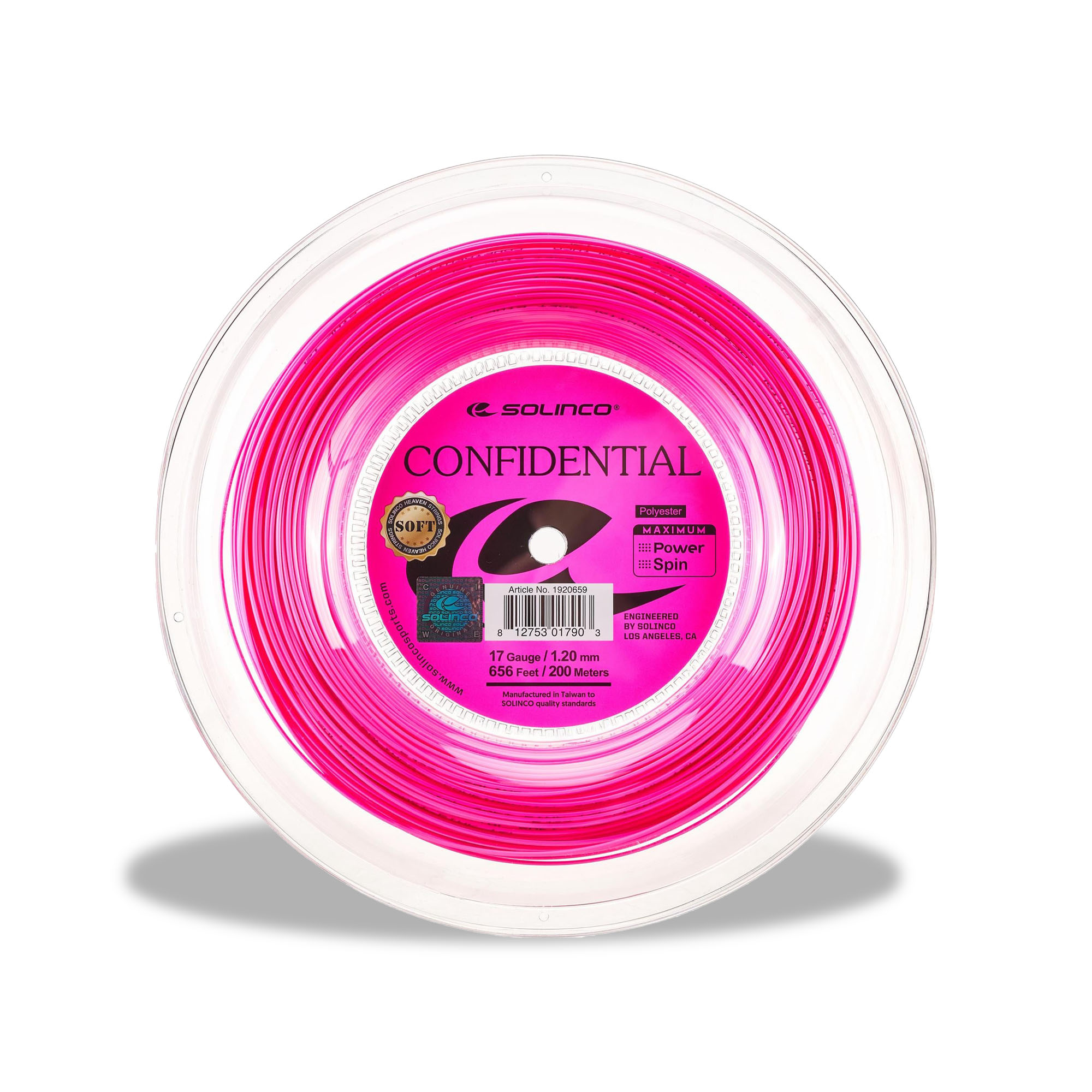 Solinco เอ็นไม้เทนนิสแบ่งขาย Confidential Soft 17/1.20mm Tennis String Reel | Pink ( 1920659 ) - Image 3