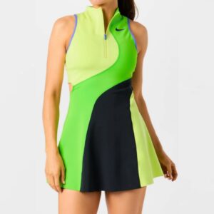 Nike ชุดเดรสเทนนิสผู้หญิง Women's Court Slam Dri-FIT Tennis Dress | Light Lemon Twist/Mean Green/Black/Black ( II3136-736 )
