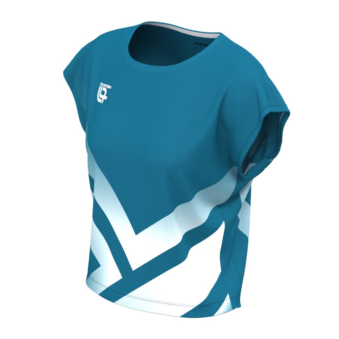 Fourteen เสื้อเทนนิสผู้หญิง Women's F14 Women Performance Crop Top | Petrol/White ( FOURTEEN14T ) - Image 4