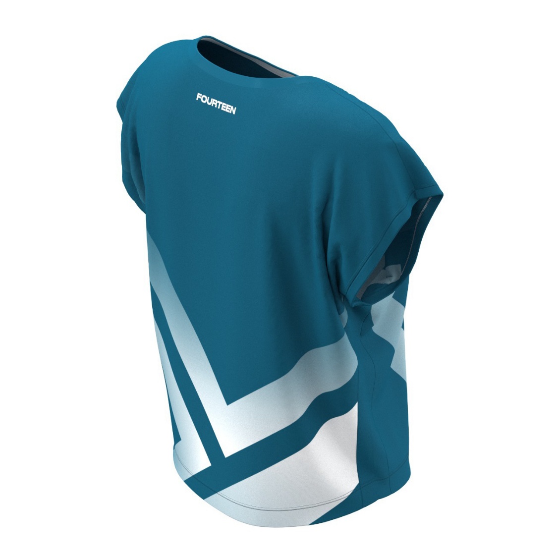 Fourteen เสื้อเทนนิสผู้หญิง Women's F14 Women Performance Crop Top | Petrol/White ( FOURTEEN14T ) - Image 3