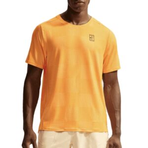 Nike เสื้อเทนนิสผู้ชาย Men's Court Advantage Dri-FIT Tennis Top | Laser Orange/Black ( IB1064-845 )