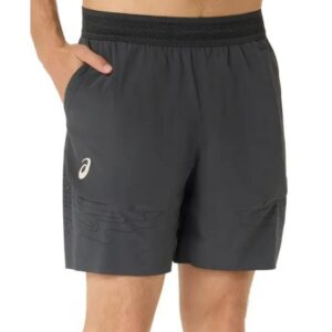 Asics กางเกงเทนนิสผู้ชาย Men’s Match Laser Cut 7In Short | Graphite Grey Night Energy ( 2041A421-020 )