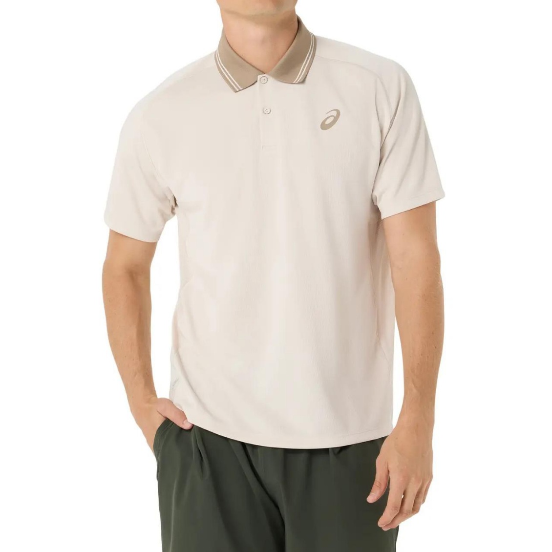 Asics เสื้อเทนนิสผู้ชาย Men's Game Polo SS Top | Soft Oat ( 2041A381-250 )