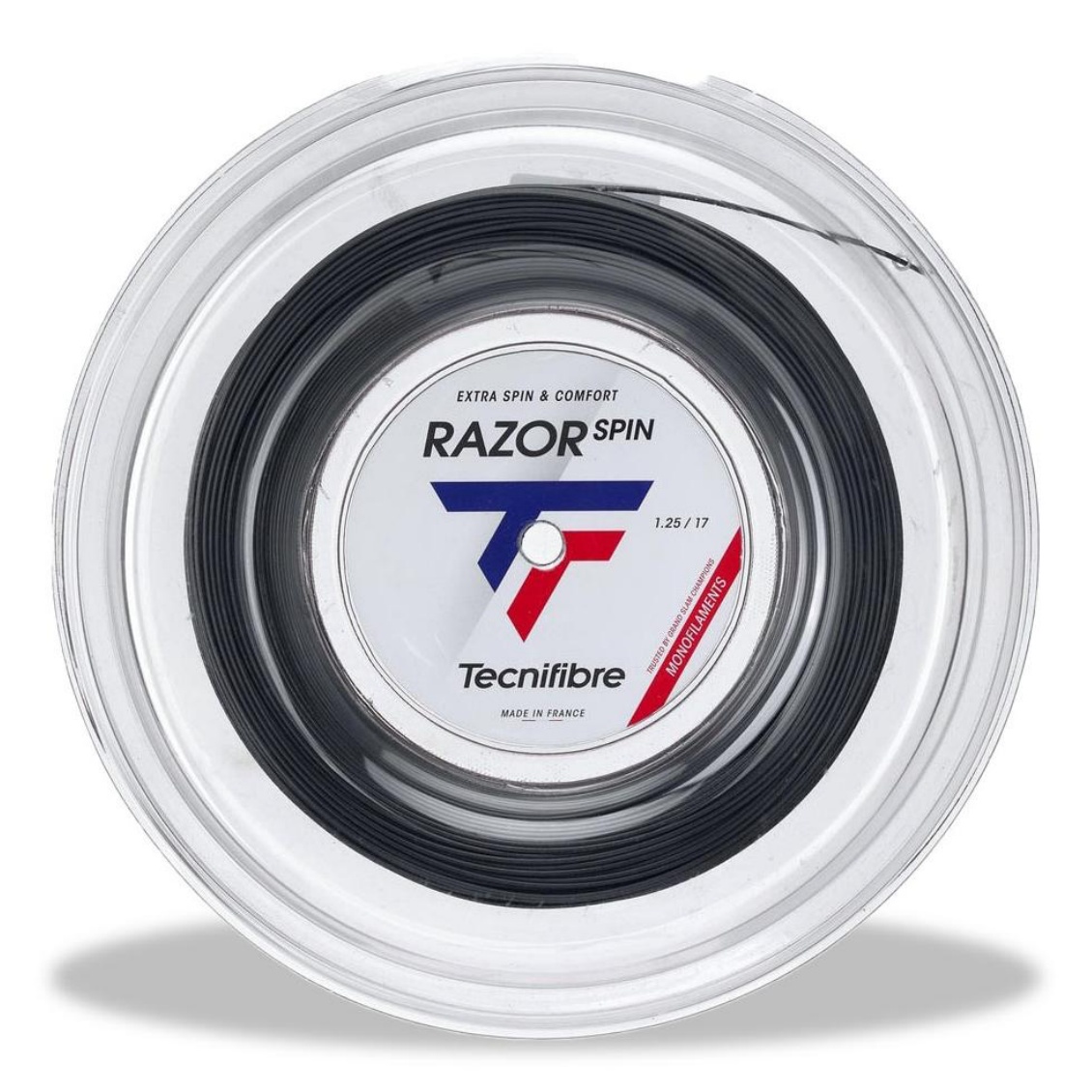 Tecnifibre เอ็นไม้เทนนิสแบ่งขาย Razor Spin 17/1.25mm Tennis Strings Reel | Carbon ( 04RRASPI25 )