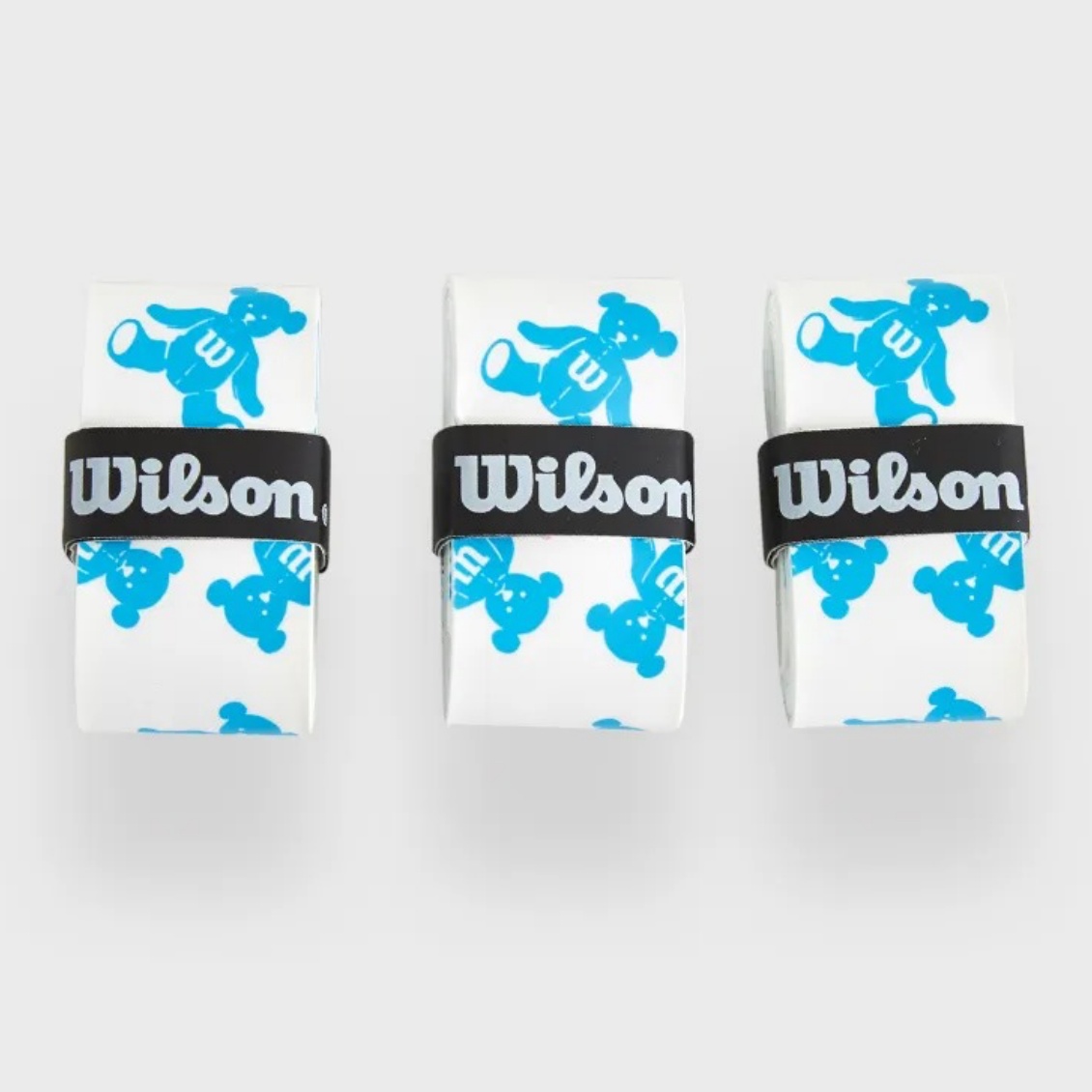 Wilson เทปพันด้าม/กริ๊ปพันด้ามไม้เทนนิส Bear Overgrip 3 Pack Overgrip Tape Racket Tennis | Blue/White ( WR8436501001 ) - Image 4