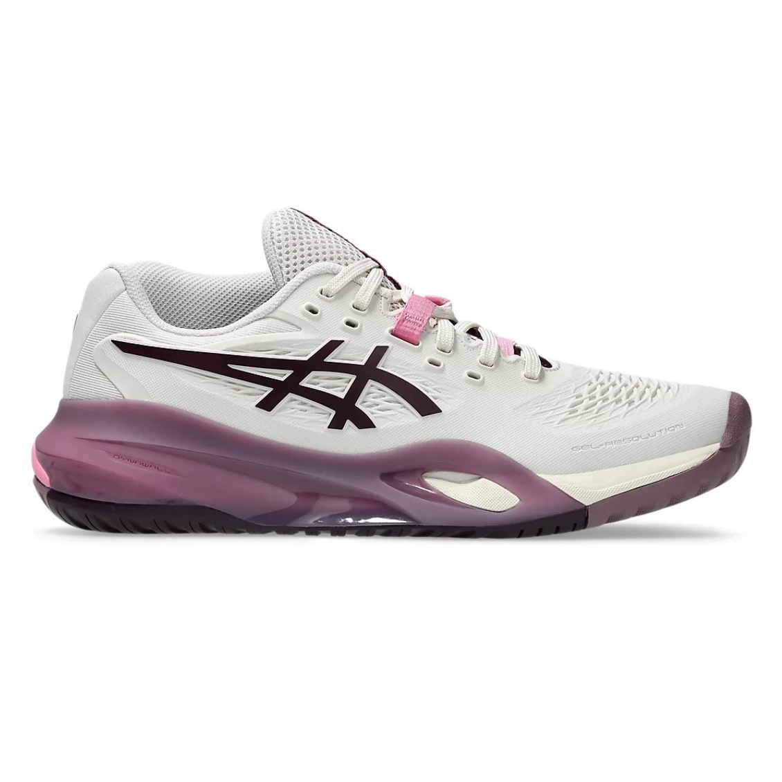 Asics รองเท้าเทนนิสผู้หญิง Gel-Resolution X Wide (D) | Soft Oat/Dark Aubergine ( 1042A278-250 )