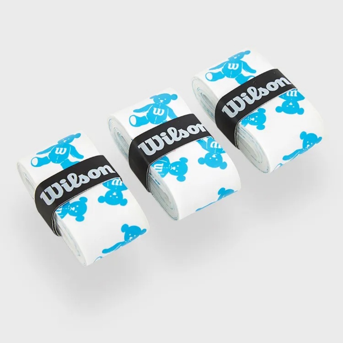Wilson เทปพันด้าม/กริ๊ปพันด้ามไม้เทนนิส Bear Overgrip 3 Pack Overgrip Tape Racket Tennis | Blue/White ( WR8436501001 ) - Image 5