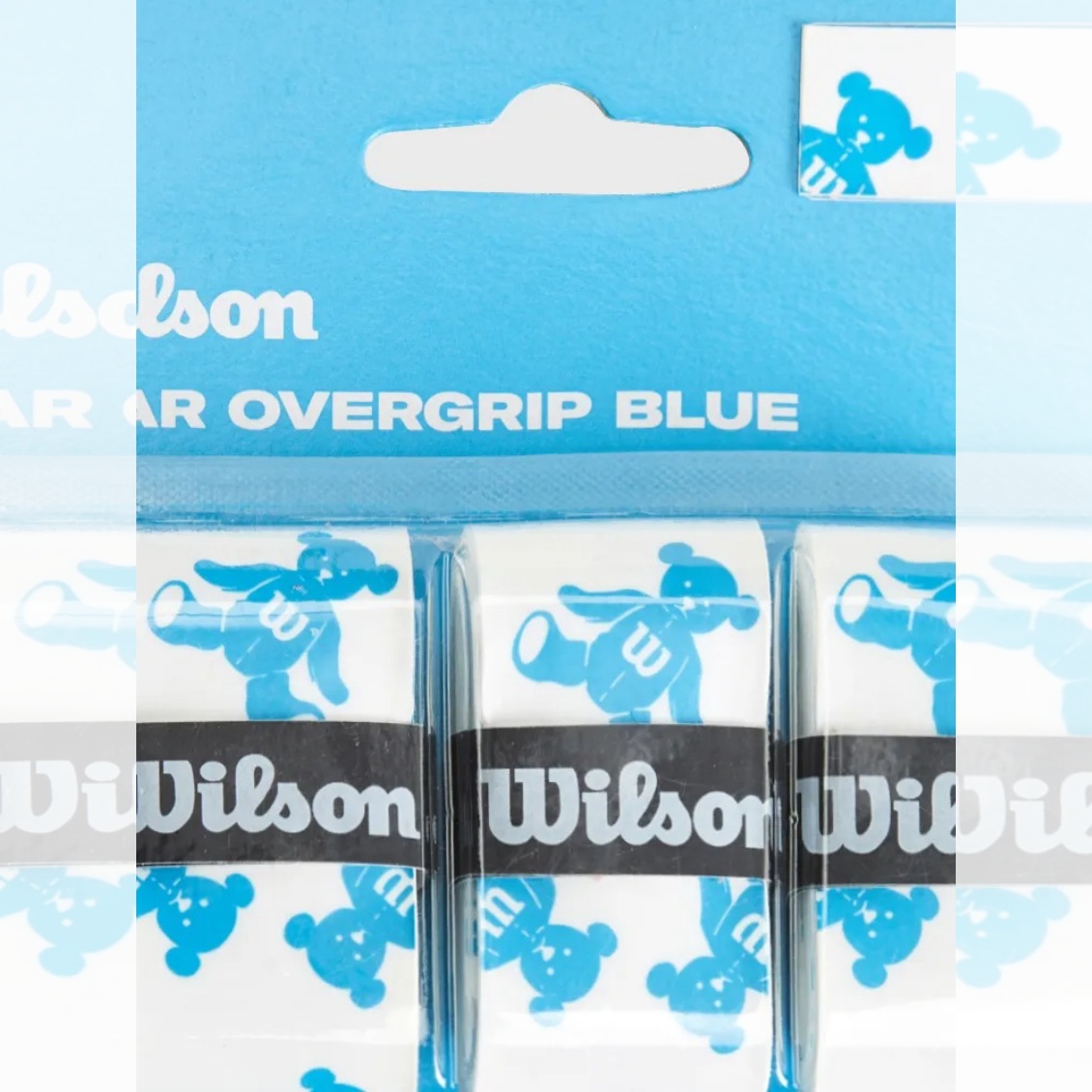 Wilson เทปพันด้าม/กริ๊ปพันด้ามไม้เทนนิส Bear Overgrip 3 Pack Overgrip Tape Racket Tennis | Blue/White ( WR8436501001 ) - Image 2
