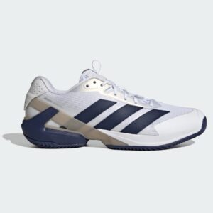 Adidas รองเท้าเทนนิสผู้ชาย Adizero Ubersonic 5 Clay Tennis Shoes | Cloud White / Dark Blue / Silver Metallic ( JR1738 )
