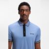 Boss เสื้อเทนนิสผู้ชาย Active Slim-Fit Polo Shirt | Light Blue ( 50559214-459 ) - Image 4