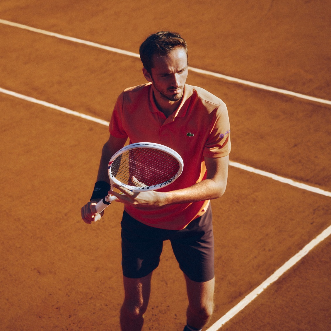 Lacoste เสื้อเทนนิสผู้ชาย Men's Tennis x Daniil Medvedev Polo Shirt | Orange ( DH9985-51 ) - Image 4