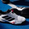 Adidas รองเท้าเทนนิสเด็ก Barricade Kids | Cloud White / Core Black / Lucid Red ( JQ9127 ) - Image 9