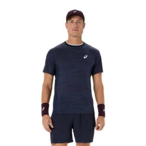 Asics เสื้อเทนนิสผู้ชาย Men’s Match Jacquard SS Top | Midnight ( 2041A419-400 )