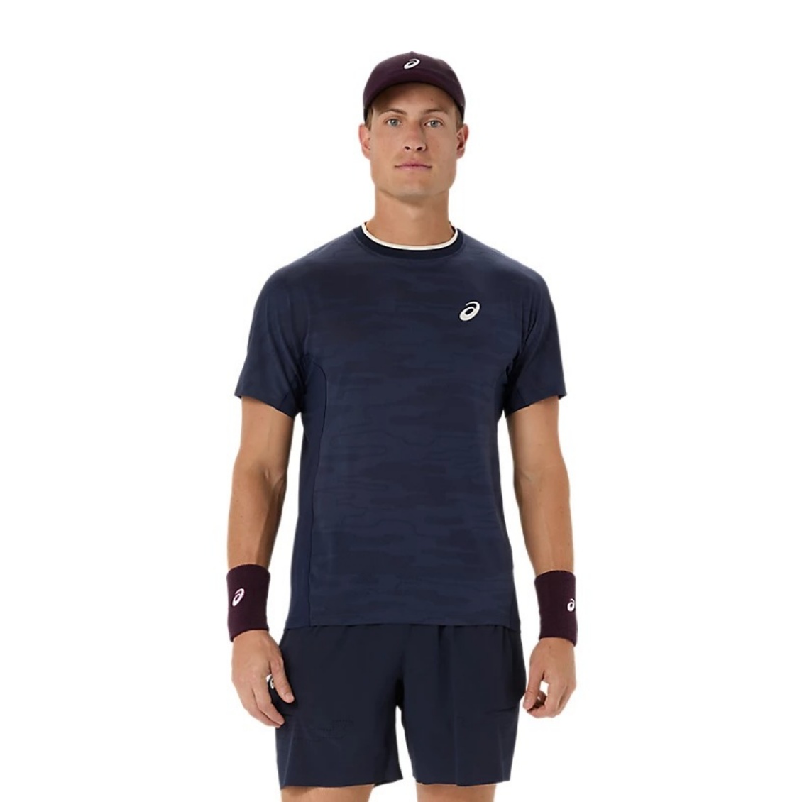 Asics เสื้อเทนนิสผู้ชาย Men’s Match Jacquard SS Top | Midnight ( 2041A419-400 )
