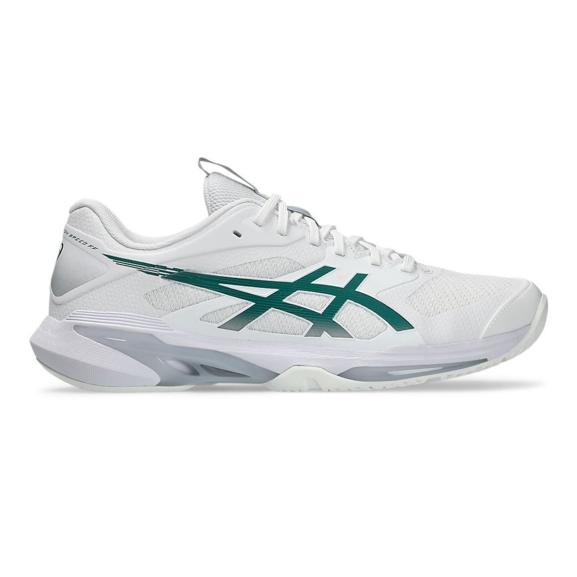 Asics รองเท้าเทนนิสผู้ชาย Solution Speed FF 4 | White / Pitch green ( 1041A532-103 )