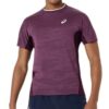 Asics เสื้อเทนนิสผู้ชาย Men’s Match Jacquard SS Top | Dark Aubergine ( 2041A419-500 )