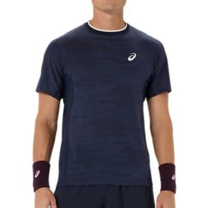 Asics เสื้อเทนนิสผู้ชาย Men’s Match Jacquard SS Top | Midnight ( 2041A419-400 )
