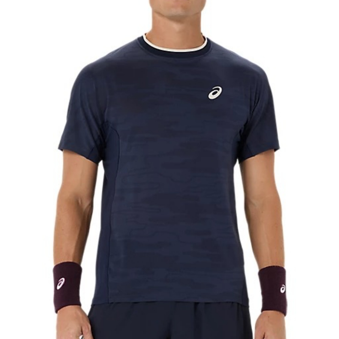 Asics เสื้อเทนนิสผู้ชาย Men’s Match Jacquard SS Top | Midnight ( 2041A419-400 )