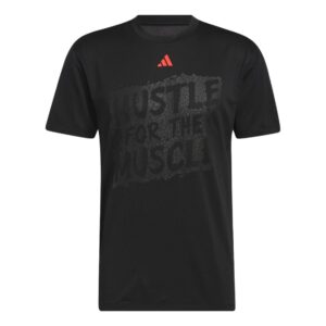 Adidas เสื้อกีฬาผู้ชาย Hustle For The Muscle Aeroready Short Sleeve Graphic Training T-Shirts | Black ( HT3016 )