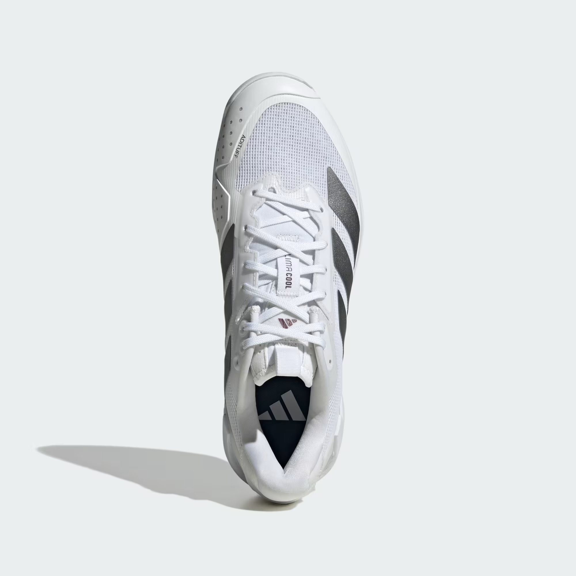 Adidas รองเท้าเทนนิสผู้ชาย Adizero Ubersonic 5 Tennis Shoes | Cloud White / Tech Grey Metallic / Maroon ( KK4409 ) - Image 7
