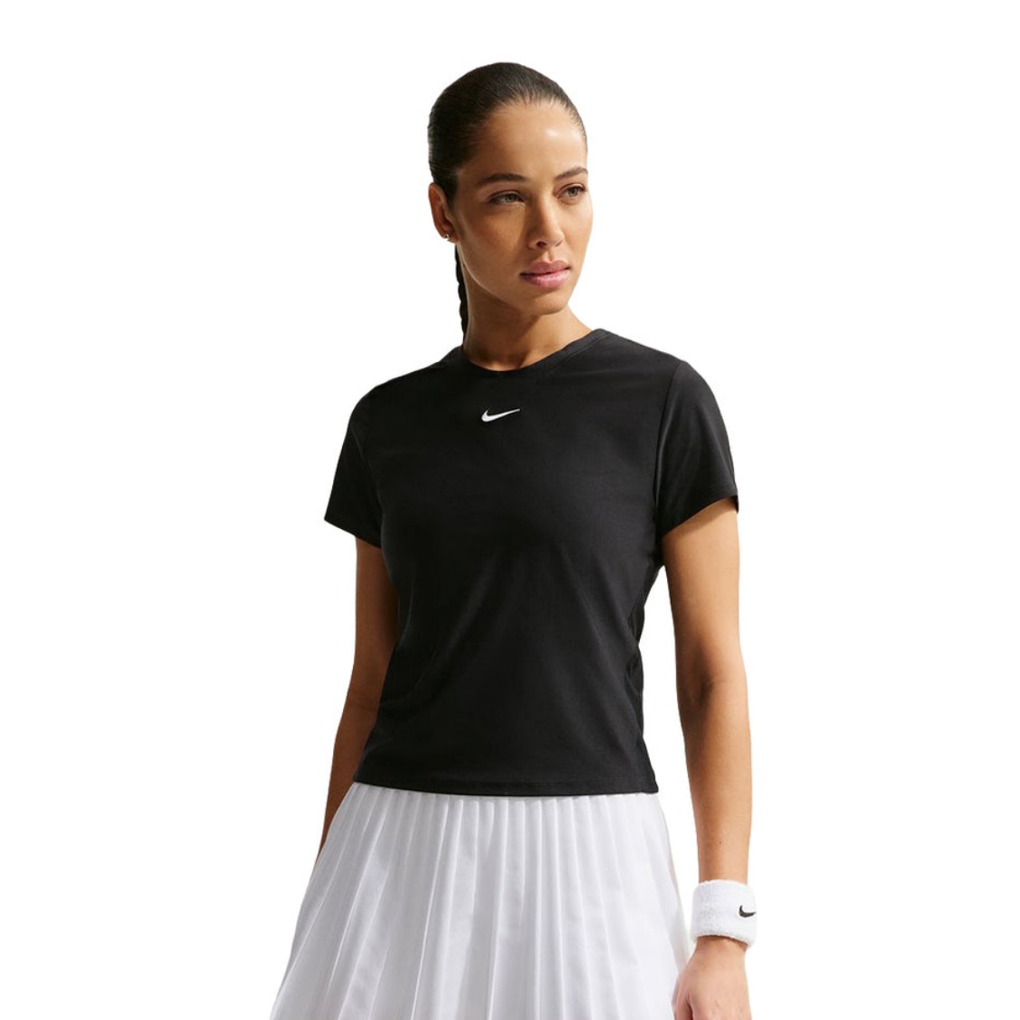 Nike เสื้อเทนนิสผู้หญิง Women's Victory Dri-FIT Short-Sleeve Tennis Top | Black/White ( IB3777-010 ) - Image 5