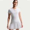 Nike เสื้อเทนนิสผู้หญิง Women's Victory Dri-FIT Short-Sleeve Tennis Top | White/Black ( IB3777-100 ) - Image 2