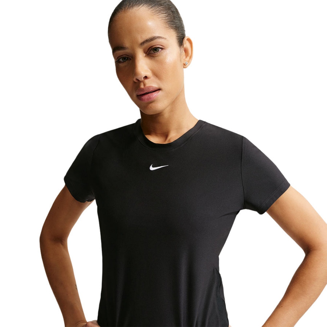 Nike เสื้อเทนนิสผู้หญิง Women's Victory Dri-FIT Short-Sleeve Tennis Top | Black/White ( IB3777-010 ) - Image 2