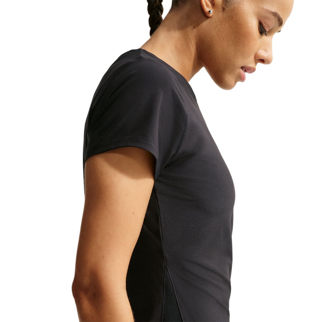 Nike เสื้อเทนนิสผู้หญิง Women's Victory Dri-FIT Short-Sleeve Tennis Top | Black/White ( IB3777-010 ) - Image 3