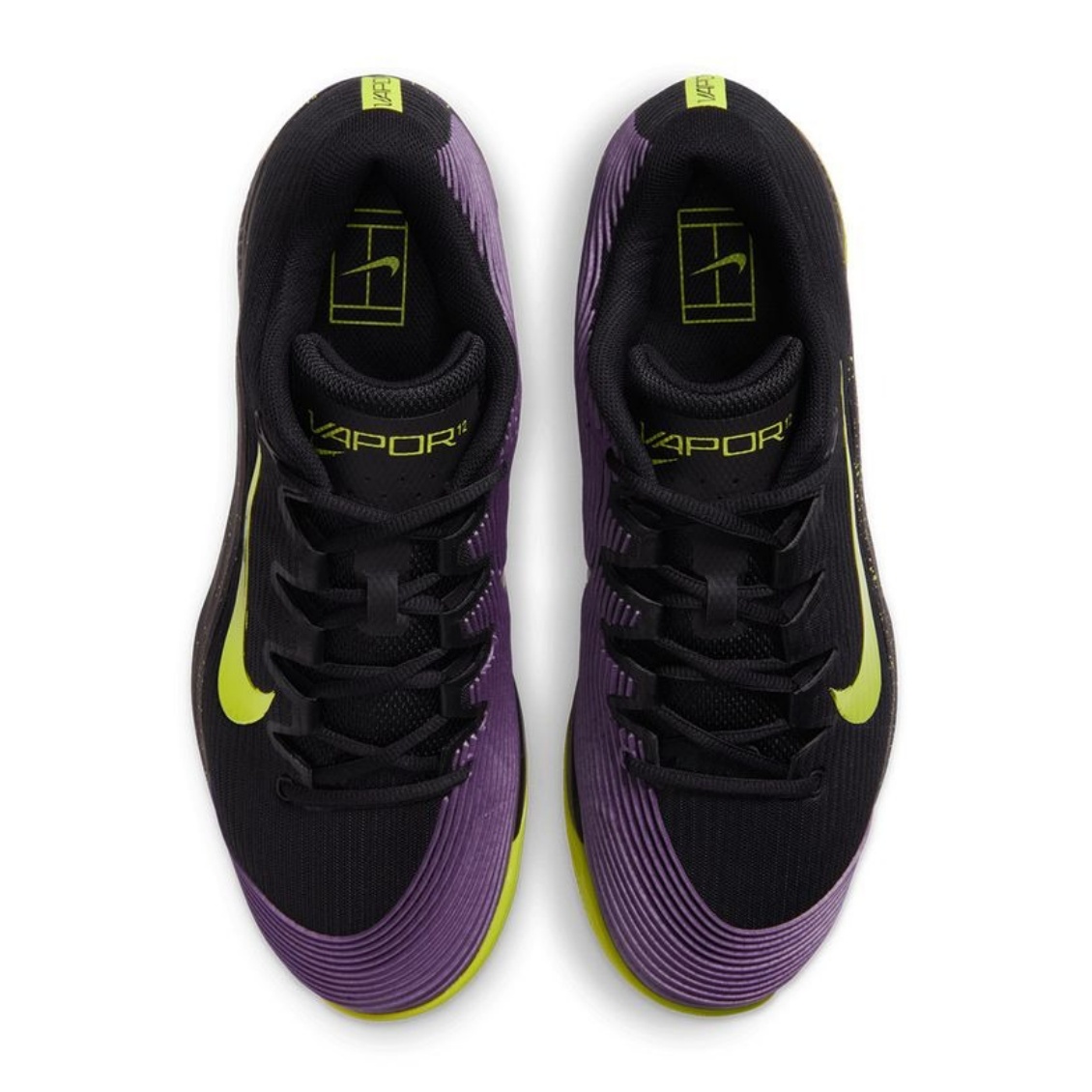 Nike รองเท้าเทนนิสผู้ชาย Zoom Vapor 12 Clay Court | Black/Lemon Venom/Purple Dynasty ( JA6917-001 ) - Image 7