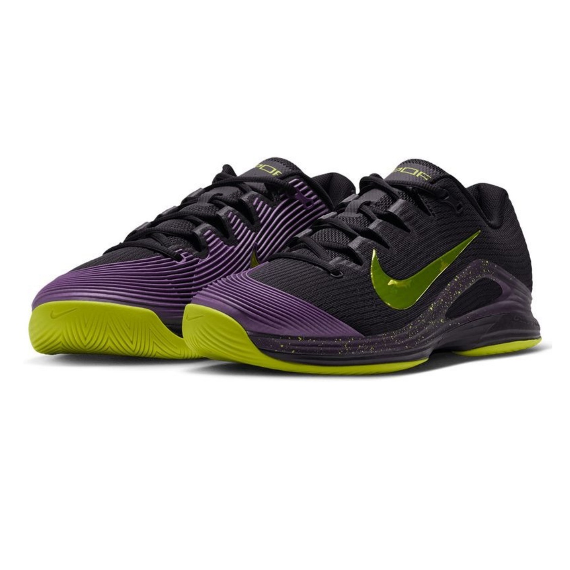 Nike รองเท้าเทนนิสผู้ชาย Zoom Vapor 12 Clay Court | Black/Lemon Venom/Purple Dynasty ( JA6917-001 ) - Image 2