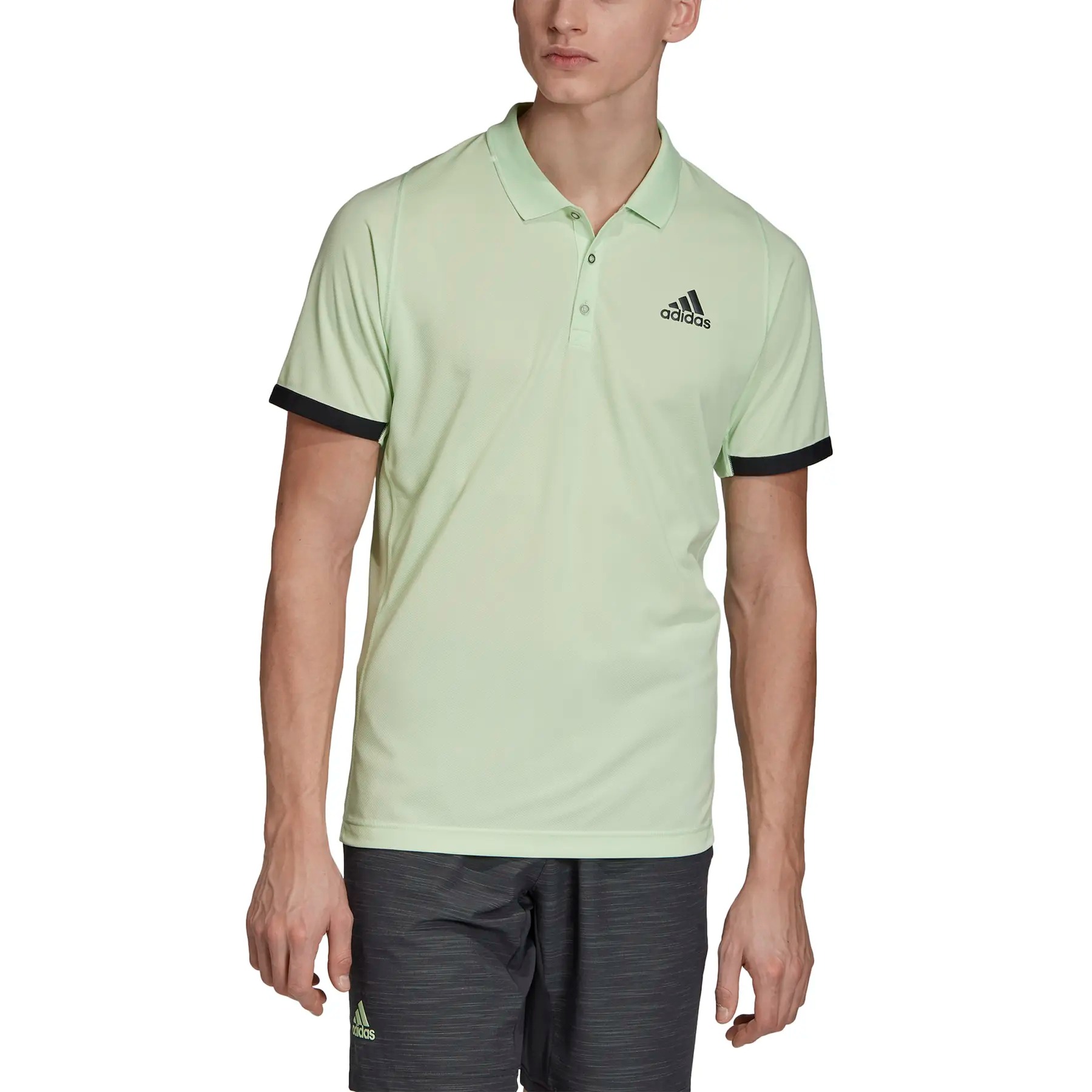 Adidas เสื้อเทนนิสผู้ชาย New York Polo | Glow Green/Carbon ( EI8969 ) - Image 3