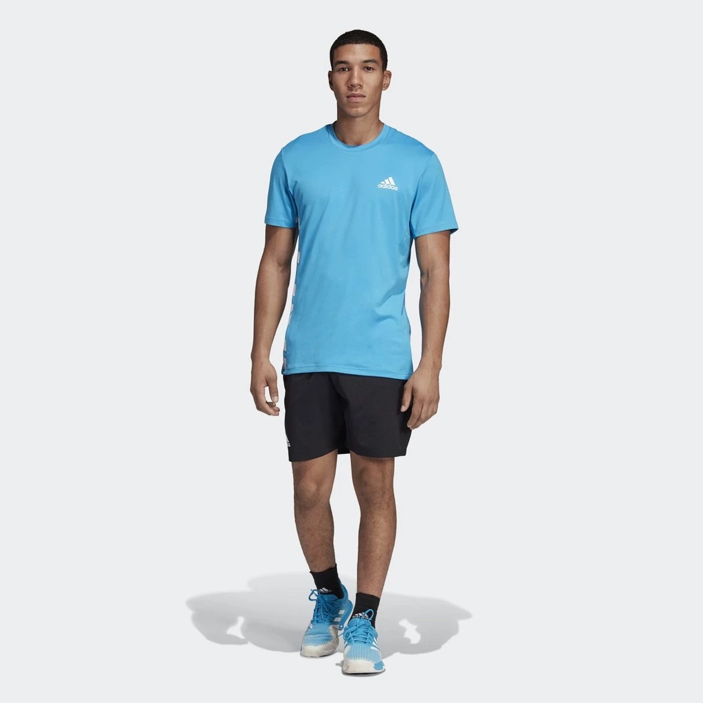 Adidas เสื้อเทนนิสผู้ชาย Escouade Tee | Shock Cyan/White ( DW8472 ) - Image 5