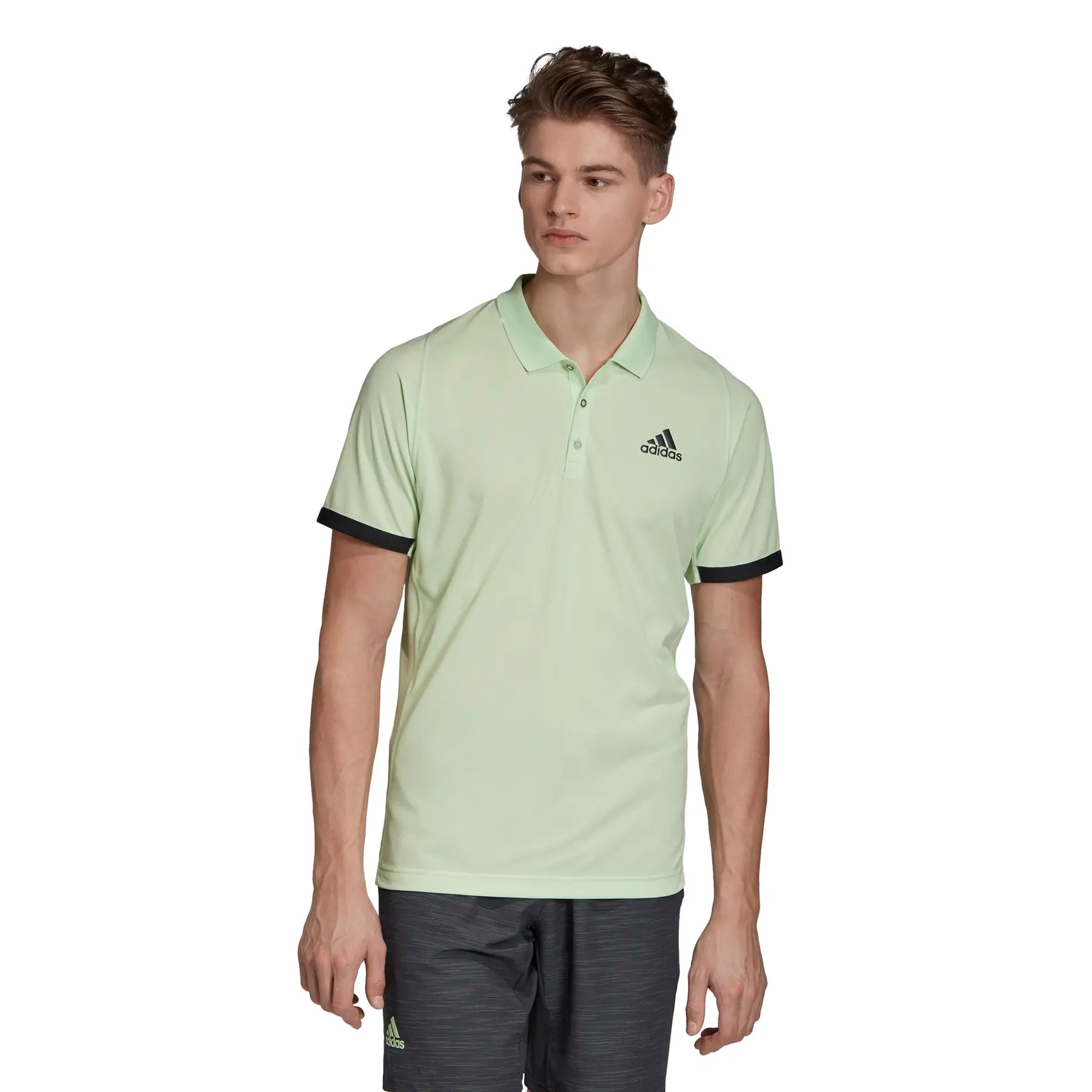 Adidas เสื้อเทนนิสผู้ชาย New York Polo | Glow Green/Carbon ( EI8969 ) - Image 4