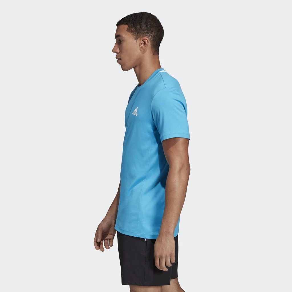 Adidas เสื้อเทนนิสผู้ชาย Escouade Tee | Shock Cyan/White ( DW8472 ) - Image 4