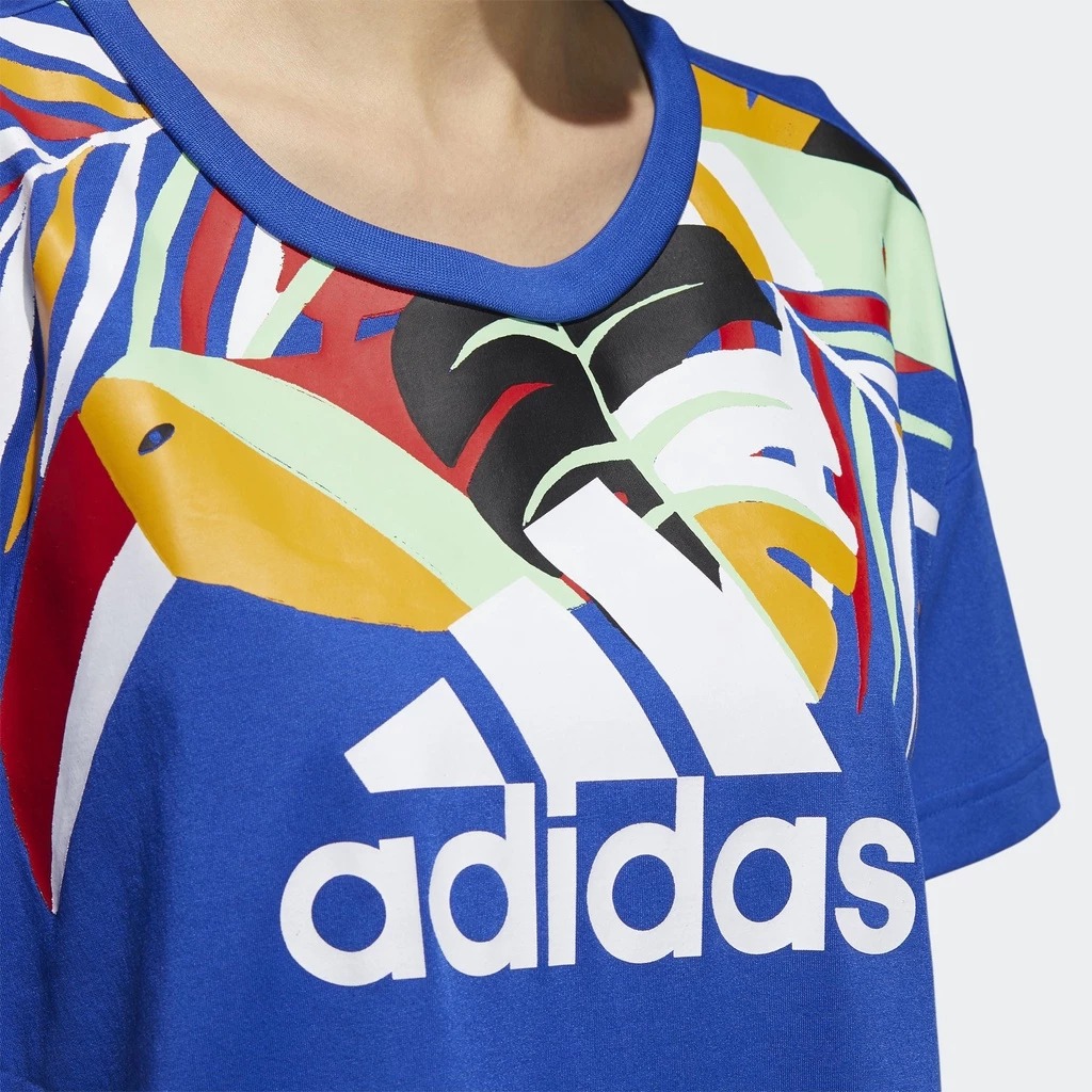 Adidas เสื้อครอปผู้หญิง Women x FARM Rio Tee | Royal Blue/White ( GD9018 ) - Image 4