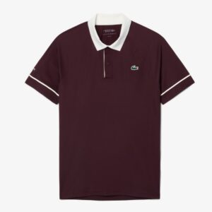 Lacoste เสื้อเทนนิสผู้ชาย Men's Tennis x Novak Djokovic On Court Polo Shirt | Brown / White ( DH6809-ZB5 )