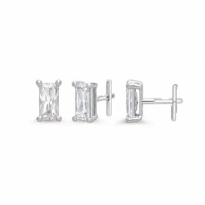 Baqless ต่างหู Honesty Rectangle White Earrings | Rhodium ( 93502K031CZ-RH-CO )