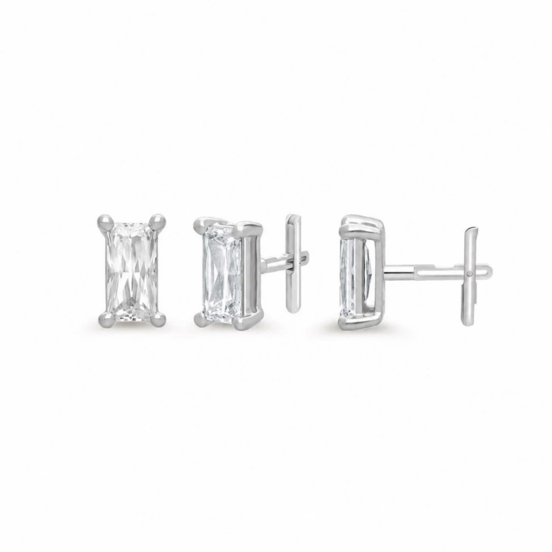 Baqless ต่างหู Honesty Rectangle White Earrings | Rhodium ( 93502K031CZ-RH-CO )