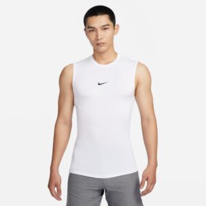 Nike เสื้อเทนนิสผู้ชาย Men's Pro Dri-Fit Tight Sleeveless Fitness Top | White/Black ( FB7915-100 )